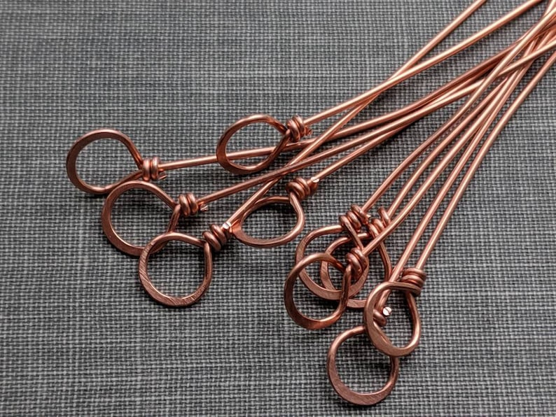 Raw Copper Wrapped Loop Headpins: 20 Gauge Jewelry Making Supplies - Etsy