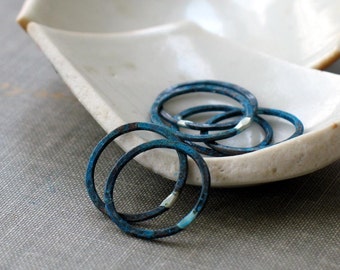 5/8" blue circle rings- qty 6- copper patina