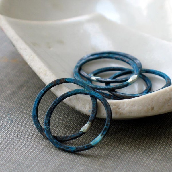 5/8" blue circle rings- qty 6- copper patina