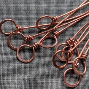 Raw Copper Wrapped Loop Headpins: 20 Gauge Jewelry Making Supplies