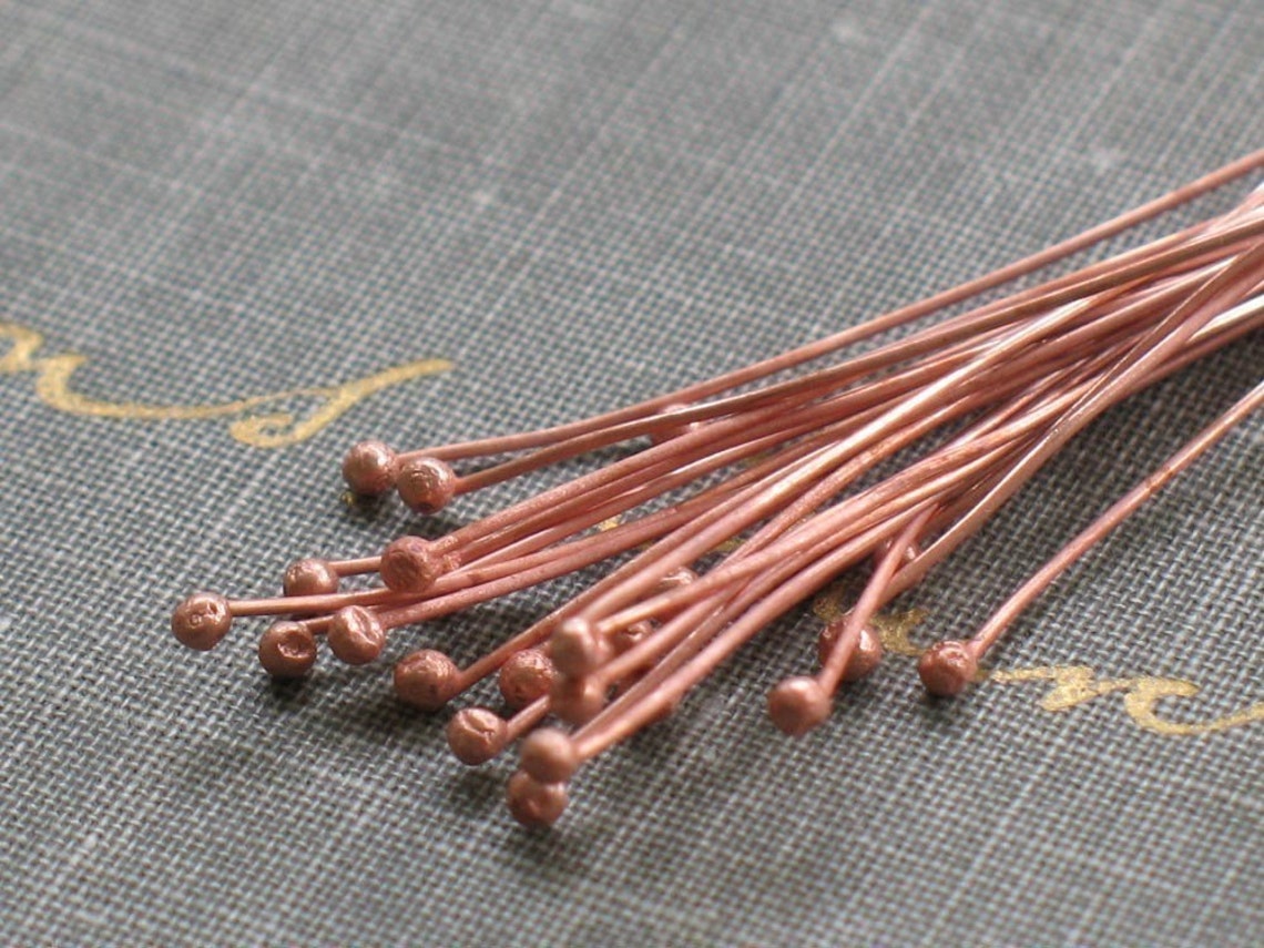 Handmade Raw Copper Head Pins Qty 24 Handmade Head Pins Etsy