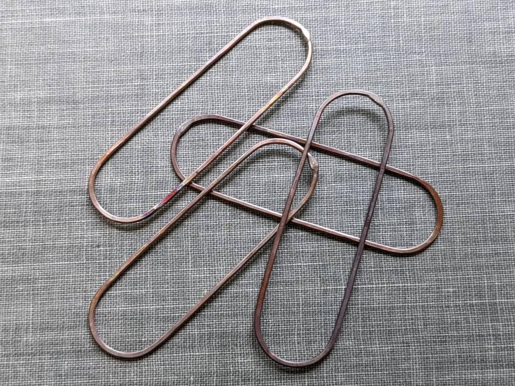Large firescale copper elongated oval hoop links- set of 4