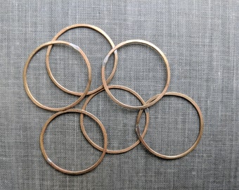 1 inch raw brass circles- qty 6 handmade hoops