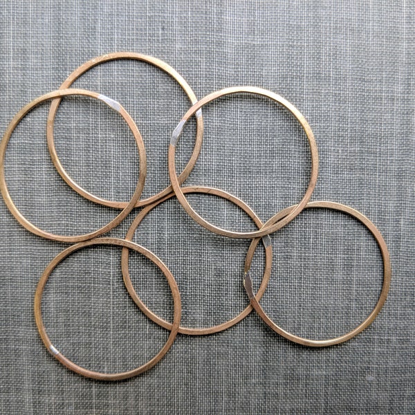 1 inch raw brass circles- qty 6 handmade hoops