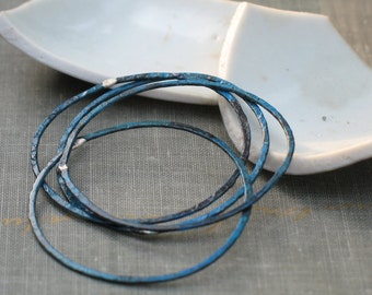 1.5 inch blue patina hoops- qty 4- copper circles