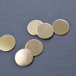 1/2 inch diameter brass discs- set of 6 metal stamping blanks