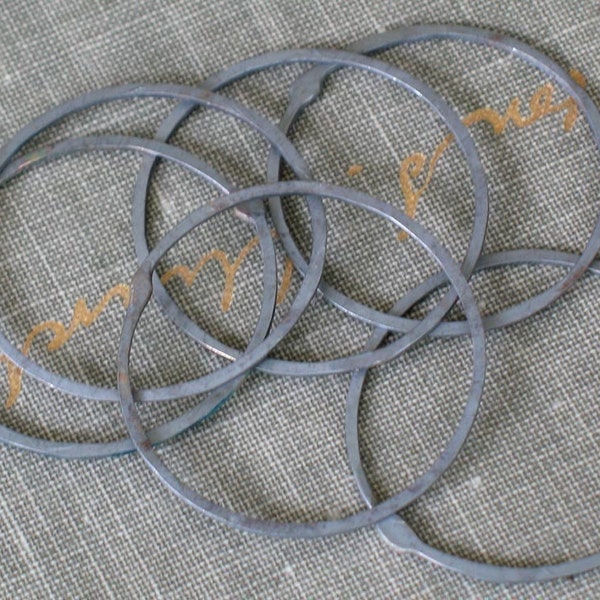 1 inch oxidized silver circles- set of 6 forged hoops