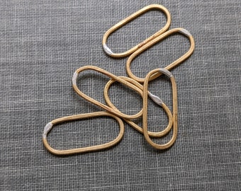 Small raw brass capsule shaped forged oval hoop links- set of 6