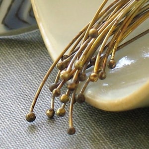 oxidized brass head pins- 24 gauge- qty 24