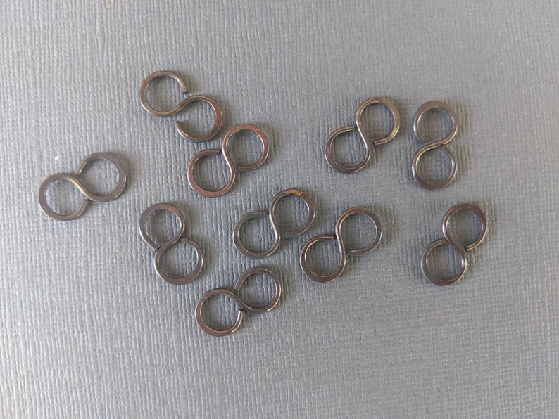 Handformed oxidized brass figure 8 connectors set of 10 image 1