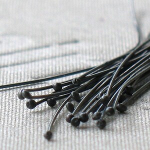 oxidized silver head pins- qty 24- 24 gauge ball pins
