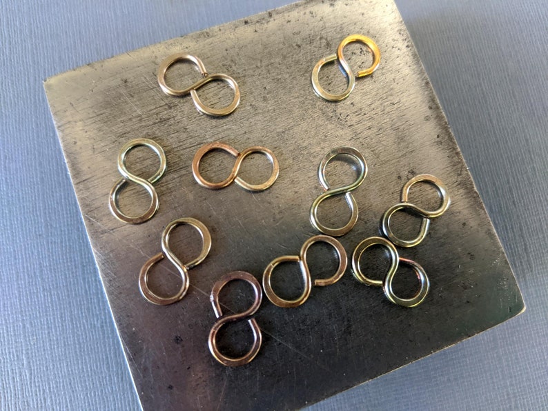 Handformed oxidized brass figure 8 connectors set of 10 image 2