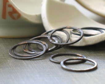 5/8" oxidized copper circles- qty 10