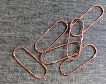 Medium capsule shaped forged copper oval hoop links- set of 6