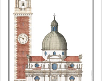 The Basilica of Monte Berico in Vicenza, Italy. Poster size 12.5x20in Signed by author