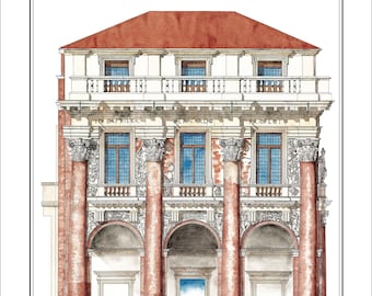 Palladio Loggia del Capitaniato Watercolor Poster, Signed Italian Art Print