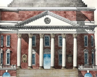 Rotunda/Rotonda UVA, Virginia, Watercolor Original Art, Signed A3 Size