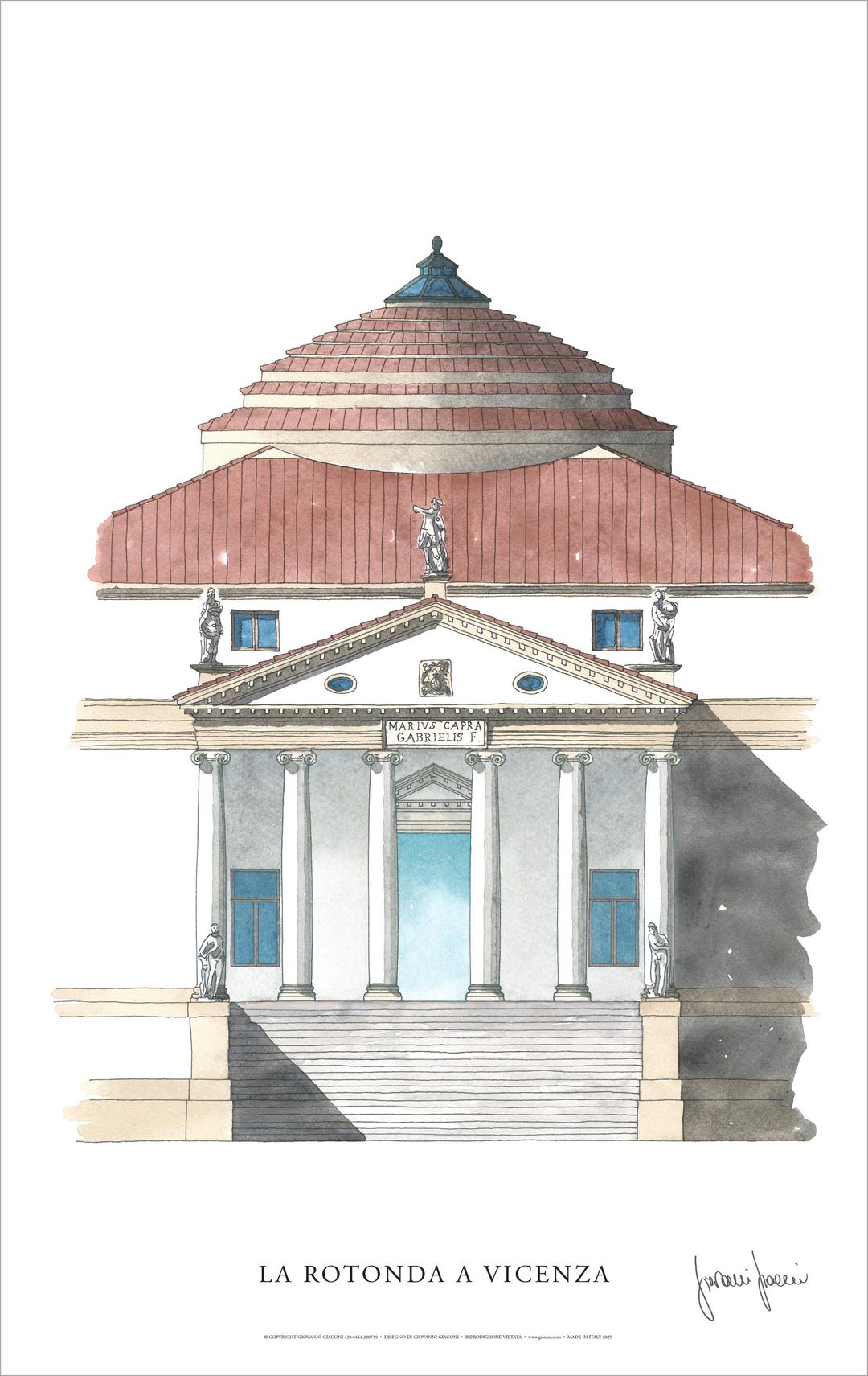 The Rotunda/rotonda by Andrea Palladio, in Vicenza Italy. Print ...