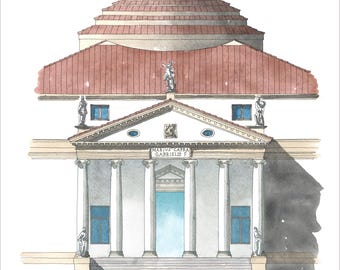La Rotonda, Andrea Palladio Print, Vicenza Italy Architecture
