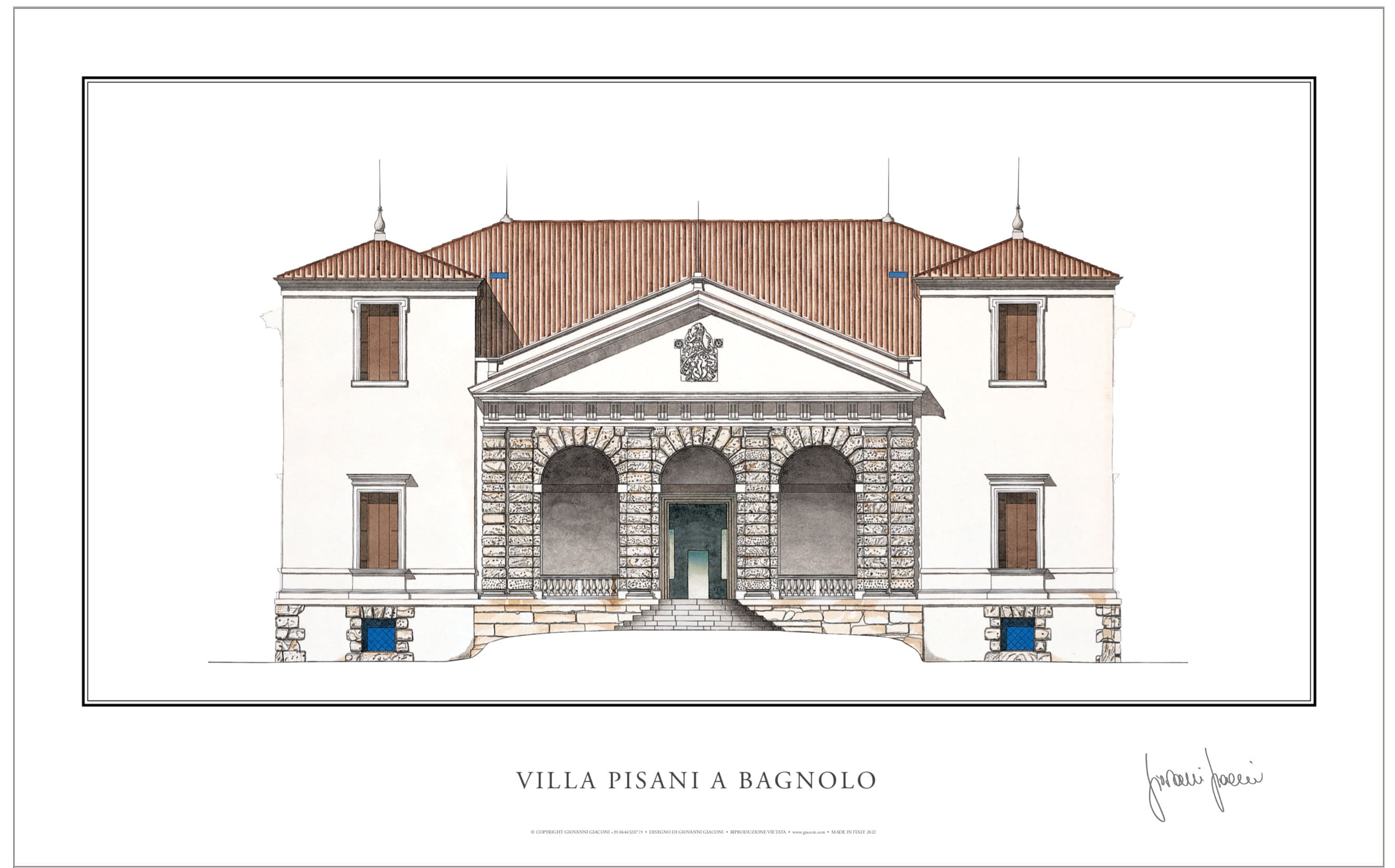 Small Andrea Palladio Print x12 5in Villa Pisani At Bagnolo Etsy