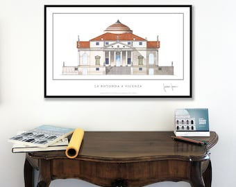 Small Palladio poster 20x12.5in the rotonda/rotunda Signed by author, size (51x32 cm)