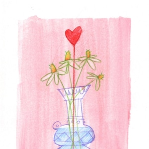 Daisies / saludo, tarjeta, ilustración, obra de arte original