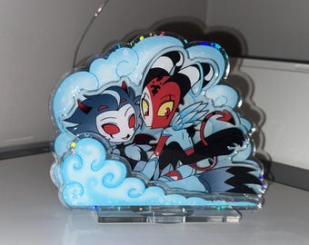 Chibi Stolas and Blitz angel and demon standee