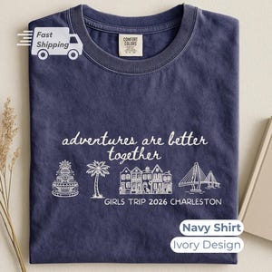 T-shirt op maat voor een meidenreis naar Charleston, T-shirt voor je beste vriendin, gepersonaliseerde outfit voor een groepsvakantie, aandenken aan een weekendje weg aan de kust van South Carolina