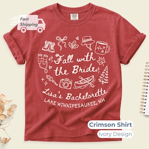 Custom Fall Bachelorette Shirt, Personalized Lake Bride Tee, Cabin Bach Party Shirts, Comfort Colors Matching Bridesmaid Outfit Gift