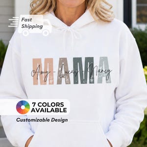 Custom Mama Hoodie Gepersonaliseerde Moeder Sweatshirt Verjaardagscadeau Vrouwen Casual Comfortabel Monogram Bovenliggende Trui Gezellige Katoenen Trui Momma
