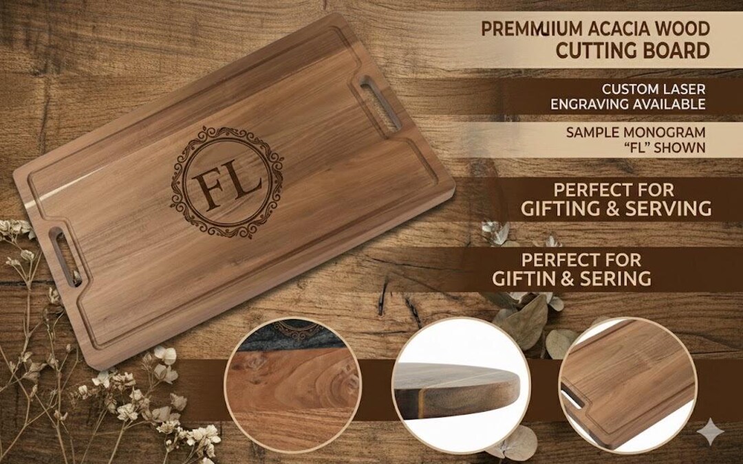 Custom Acacia Wood Charcuterie Board, Personalized Cutting Board - Etsy