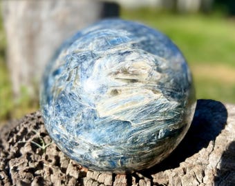 Large Kyanite Mica Sphere: High Vibration Crystal, Chakra Alignment