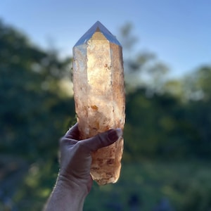 Tangerine Lemurian Seed Quartz Natürliche Spitze 1963 Gramm