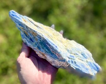 Raw Blue Kyanite Cluster with Quartz, Tourmaline, Mica & Sphalerite - 921g