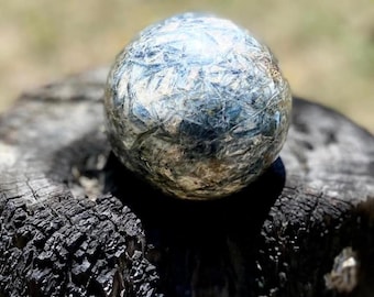 AAA Gemmy Kyanite Mica Sphere: High Vibration Chakra Alignment Crystal