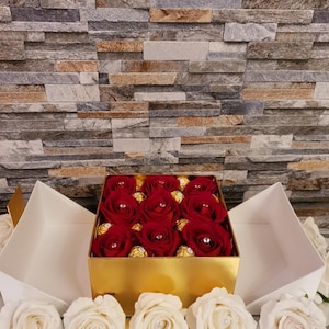 With Love Gift Box Large Roses & Chocolate - Birthday, Anniversary, Valentine, Engagement, Mother’s Day, Weddings,Christmas Gift