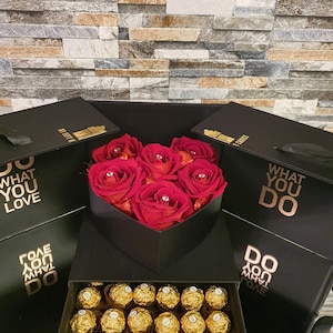 Luxury Love Heart Gift Box With Roses & Chocolate - Birthday, Anniversary, Valentine, Engagement, Mother’s Day, Weddings,Christmas Gift