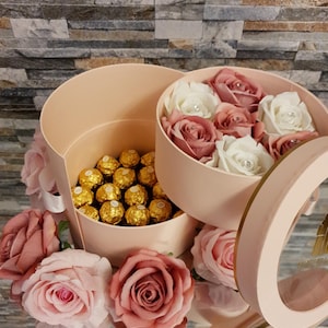 Luxury 2 Layers Gift Box With Roses & Chocolate - Birthday, Anniversary, Valentine, Engagement, Mother’s Day, Weddings,Christmas Gift