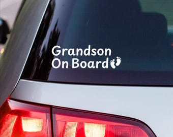 Grandson On Board Car Decal: Baby Safety Sticker Sign