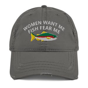 Fishing gift women want me fish fear me hat embroidery Distressed Dad Hat Hunting Tee Fishing Shirt Hunting Lover Gift Hunter Fisher Gifts