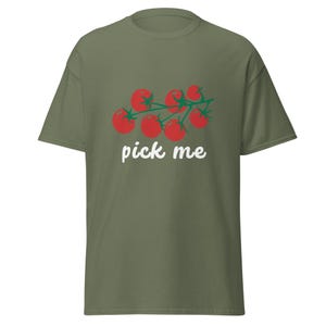 Pick me Tomatoes Unisex classic tee tomato print Tomato Humor Tomato Fruit Botanical Tomato Plant Garden Culinary Vegetable Vegan Cook gift
