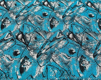 Aqua MCM Upholstery Fabric