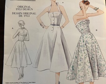 Vogue V2961 1953 Dress Pattern UNCUT size DD 12-18