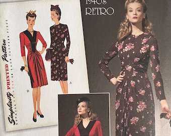 Simplicity 1777 UNCUT Retro 1940s Dress with Ruching