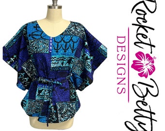 Hawaiian Barkcloth Caftan Top M/L