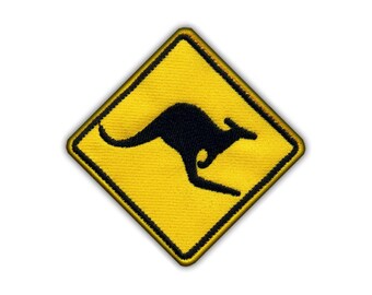 Warning- Kangaroos on the road - embroidered patch / badge - Patchion Patches
