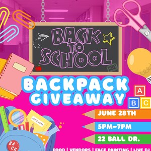 Modèle modifiable pour un cadeau de sac à dos| Flyer scolaire Canva| Cartable pour la rentrée