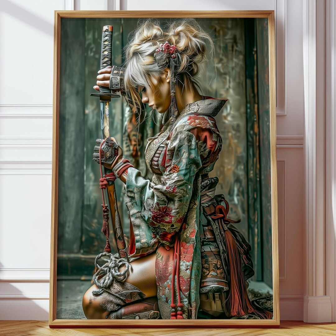 Japanese Samurai Woman Poster | Katana Warrior Wall Art | Female ...