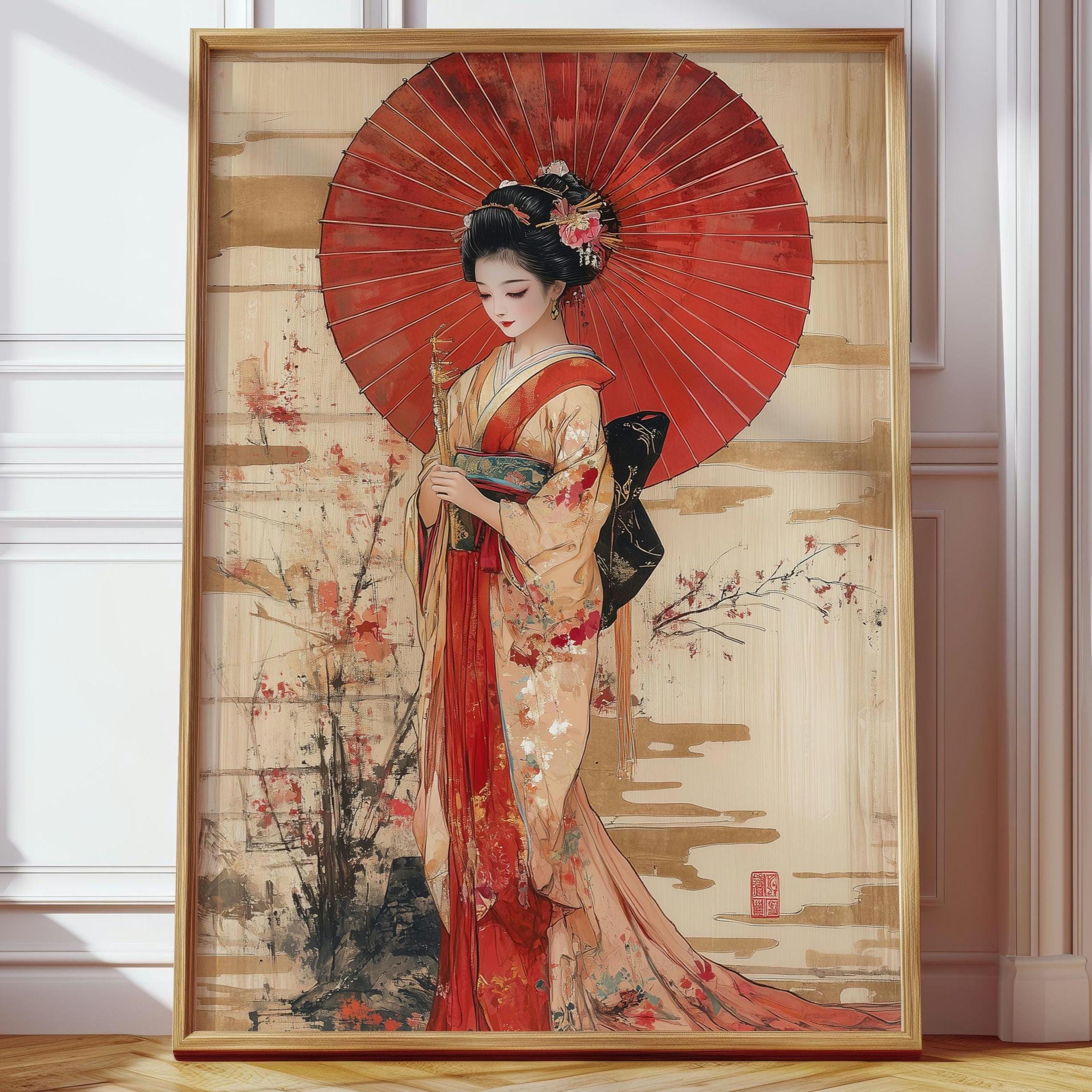red geisha dress Women's Traditional Kimono Dress Full Sleeve Polyester Vintage Red Up To 50% Off