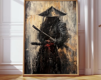 Japanese Samurai Wall Art Print | Dark Samurai Painting | Japanese Warrior Decor | Japanese Gift